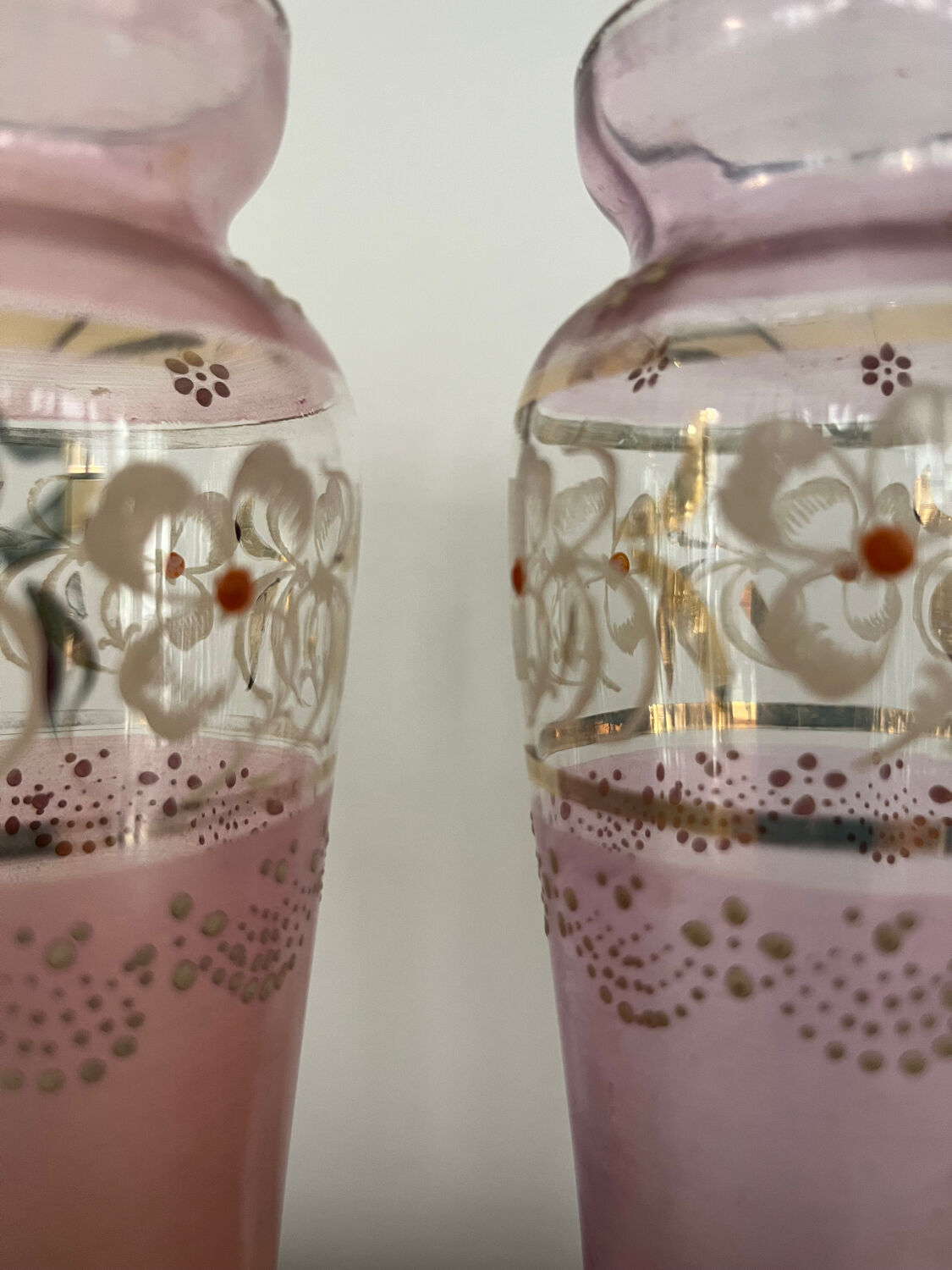 Pair of small Art Nouveau enameled vases, circa 1900