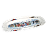 Sarreguemines grand plat ovale Obernai la bataille de boule de neige H. Loux