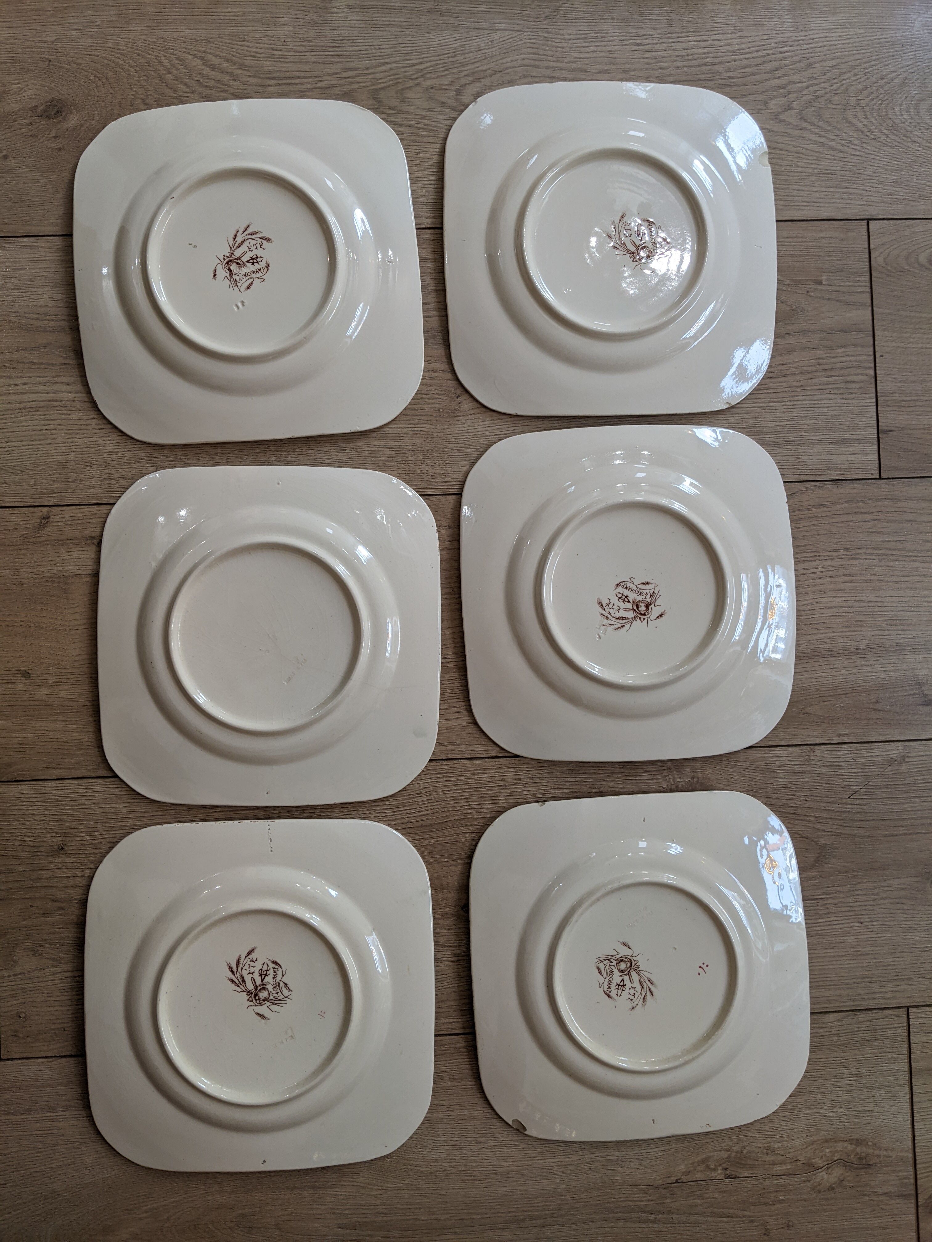 Série de 8 assiettes terre de fer Longchamp