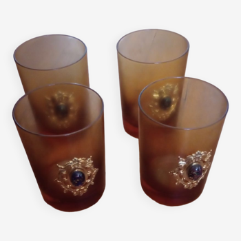 Set of 4 amber glasses