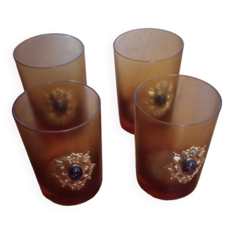 Set of 4 amber glasses