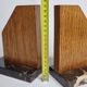 Pair of Art Deco bookends in solid wood and veined black marble