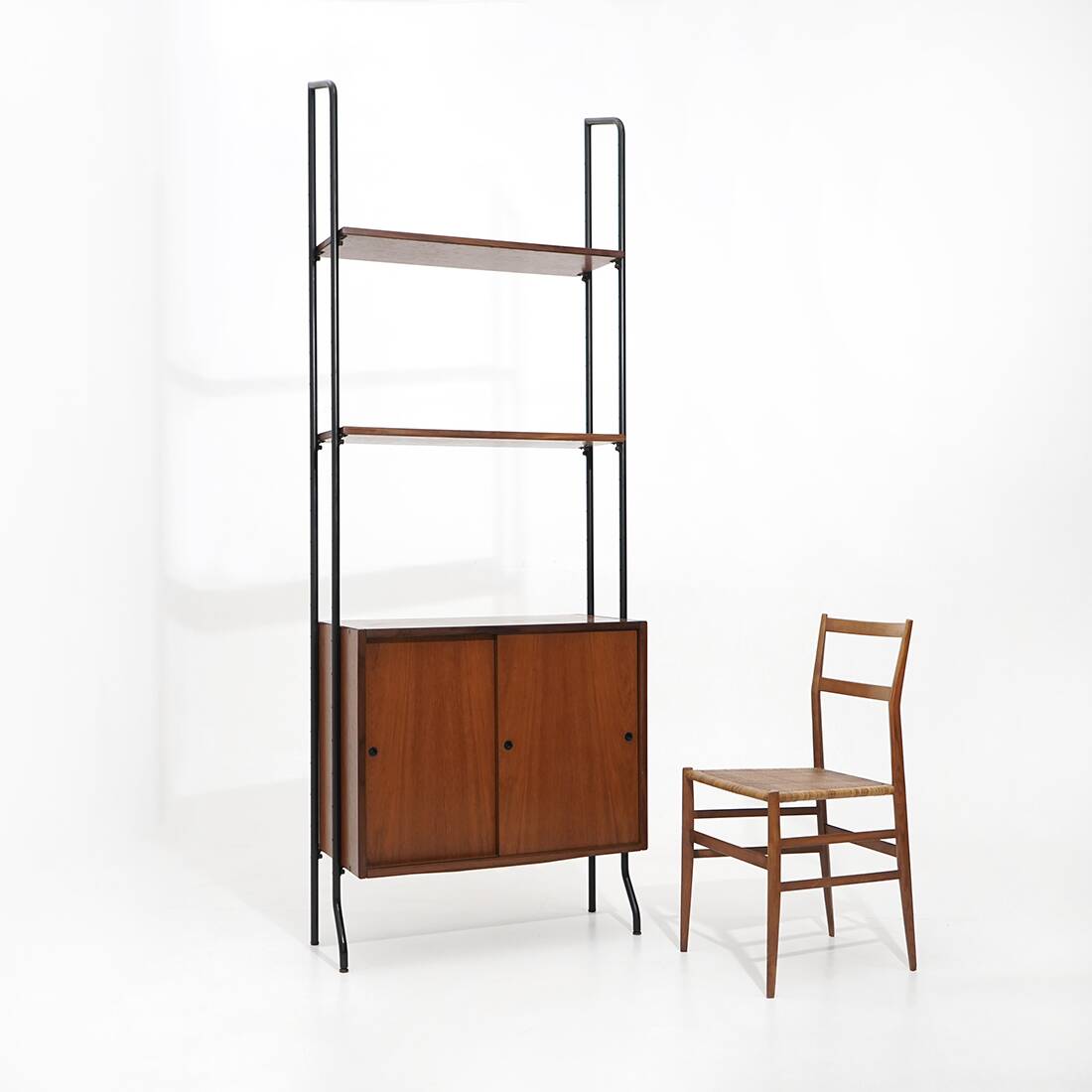 Modular bookcase with metal uprights by Amma Torino, 1960s