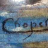 Painting Marine XIX° signed H. Chopeler pastel Port boat masts + frame