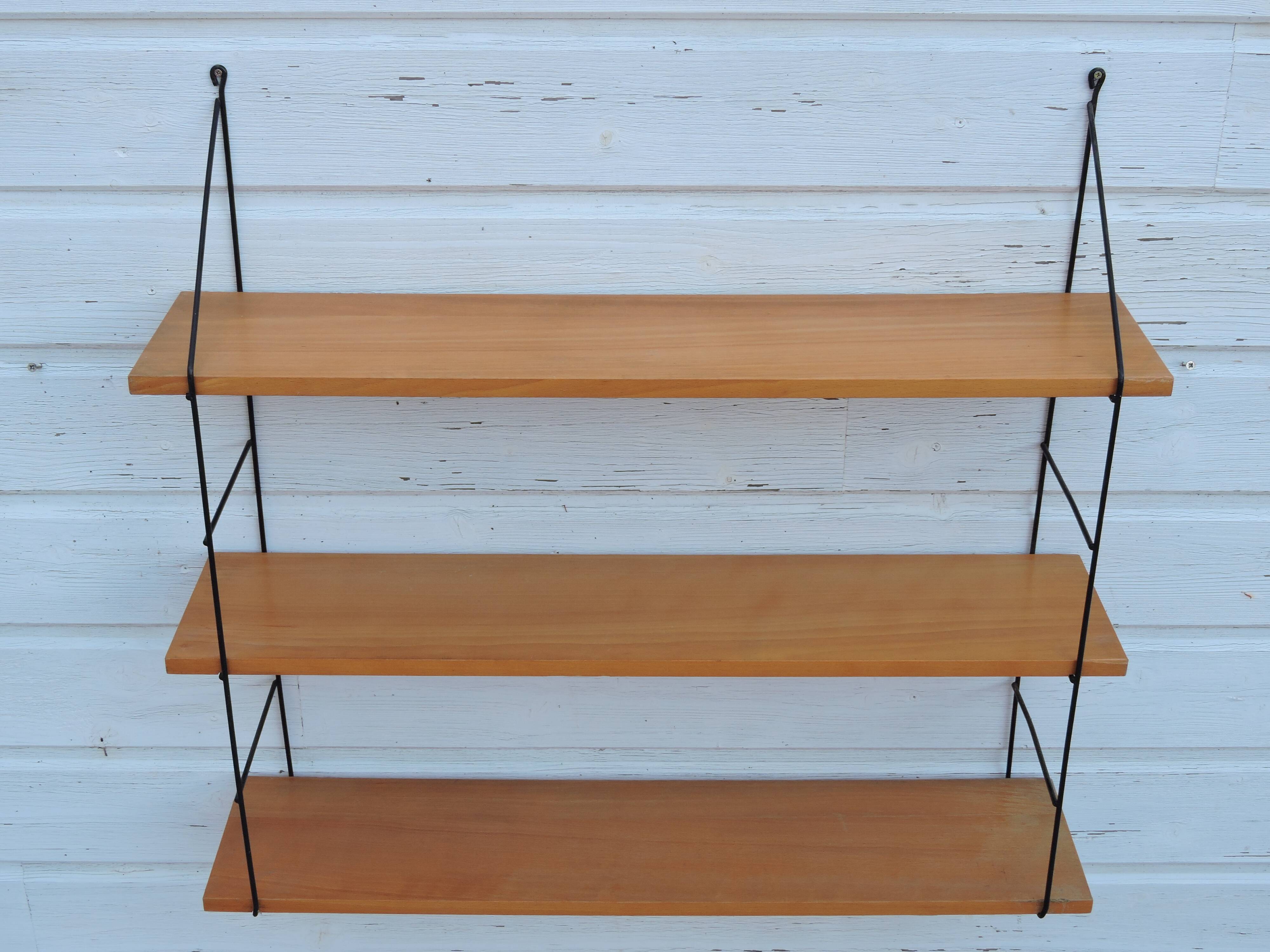 Wall shelf vintage wire and wood