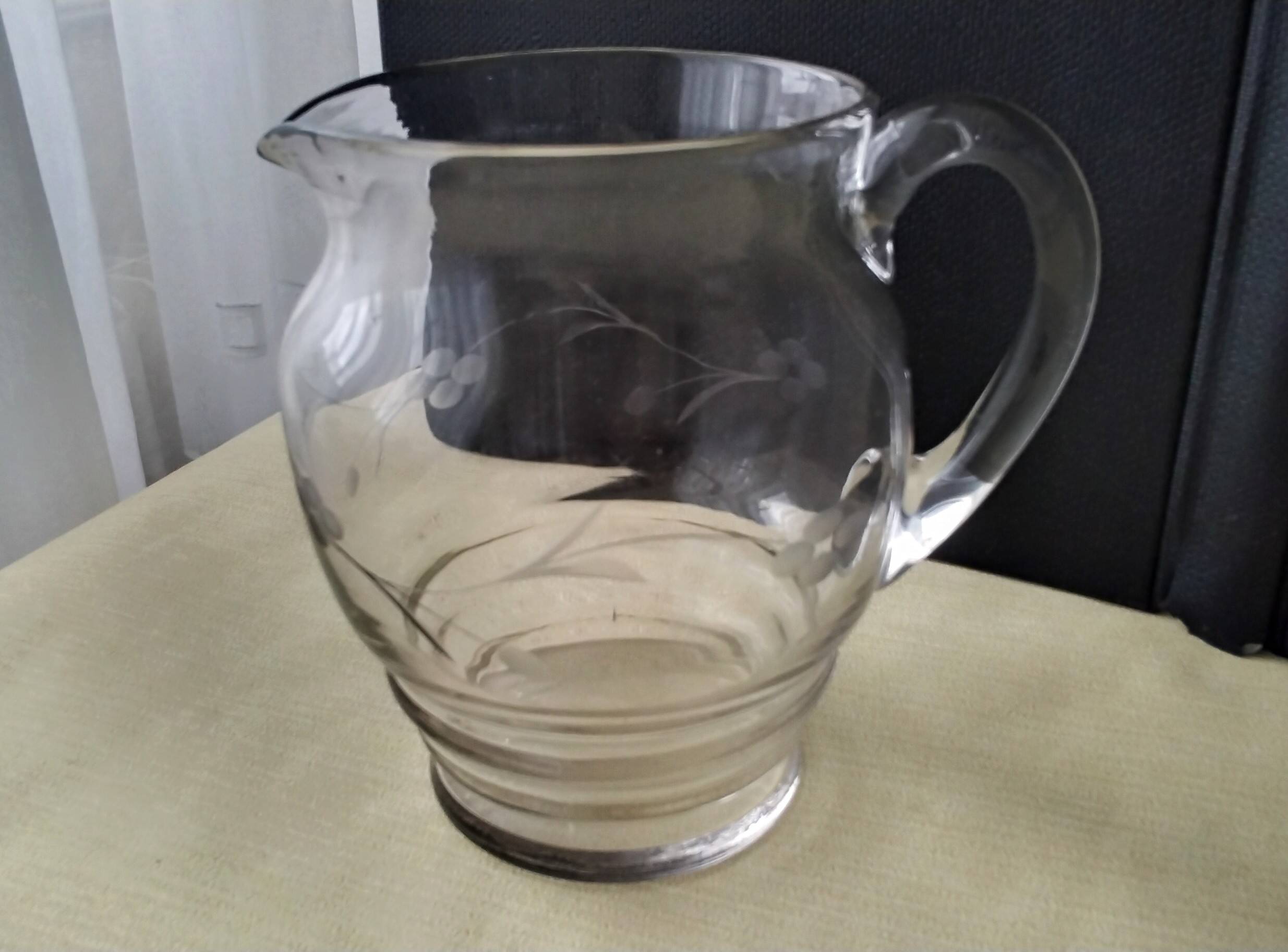 Jug, pitcher, glass water carafe with a frosted design 1.2 L