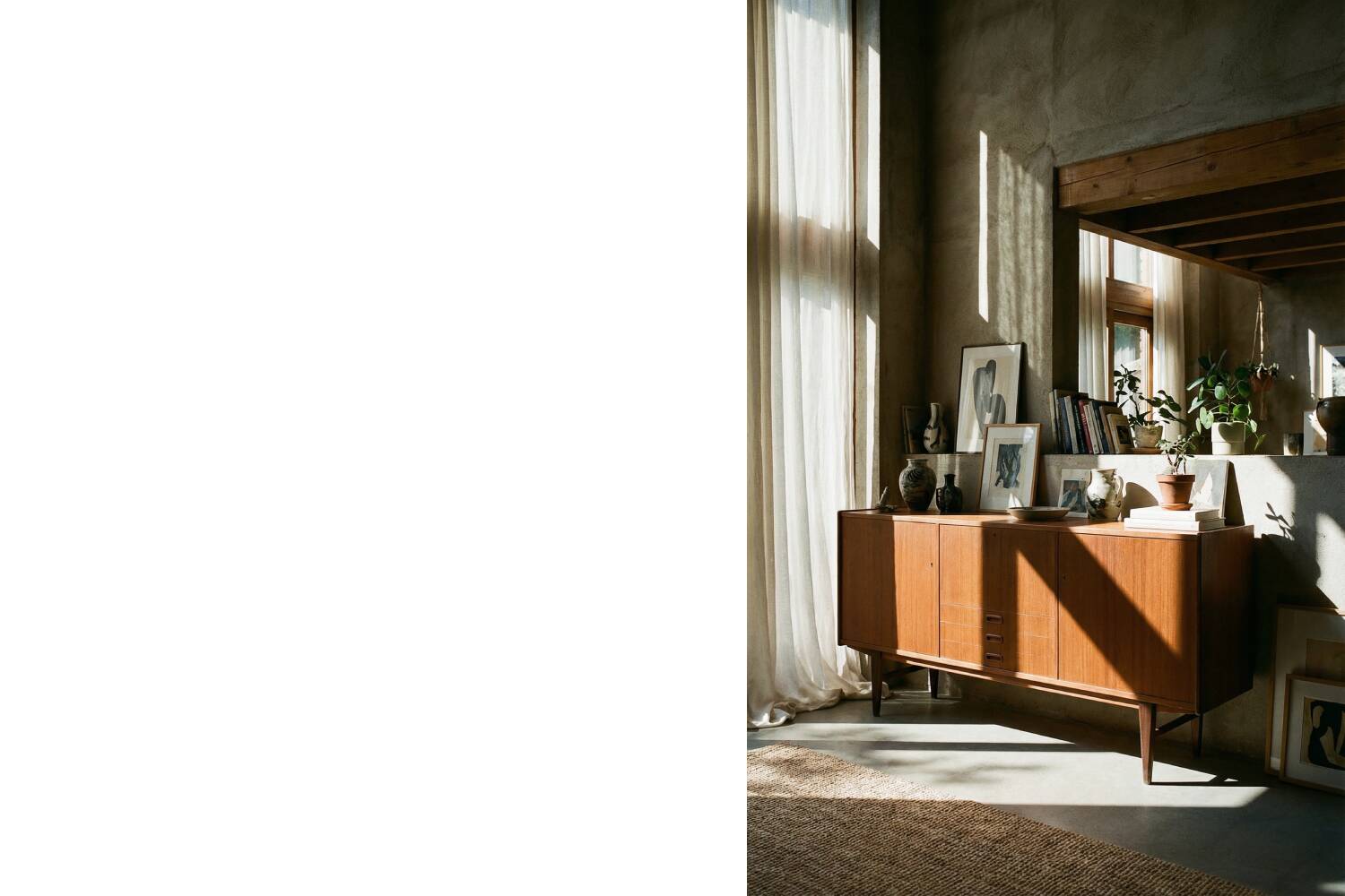 Vintage Mid-Century Scandinavian Modern Classic Teak High Sideboard
