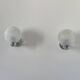 Pair of vintage wall lights in chrome metal and pressed moulded glass, France, 70s.