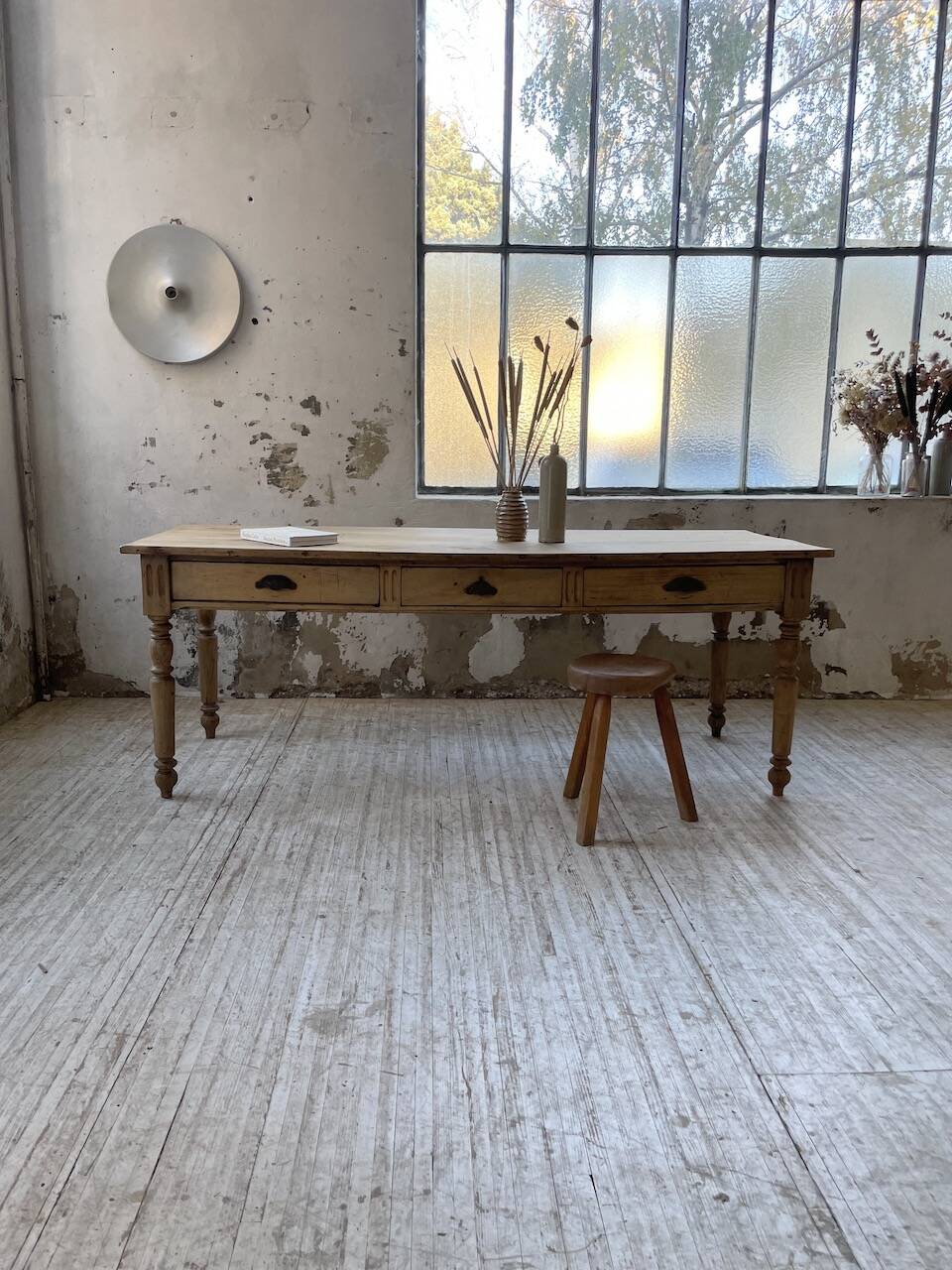 2m walnut drapery farmhouse table