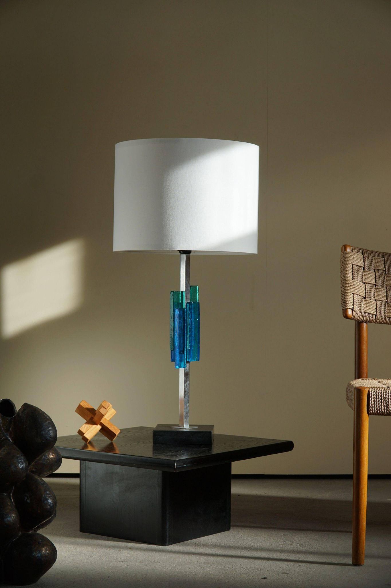 Table lamp Svend Aage Holm Sørensen, metal and glass, modern Danish design, 1960s