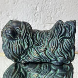 Pekingese dog, ceramic with bronze patina, 1960s