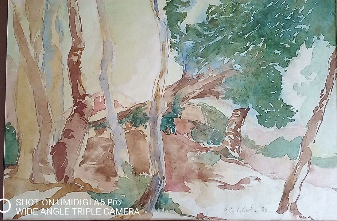 Pascale Rigat-Esselin (born in 1952) - watercolor - 32 x 48 cm - signed, dated 89