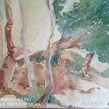 Aquarelle - 32 x 48 cm - signée, datée 89 Pascale Rigat-Esselin (née en 1952)