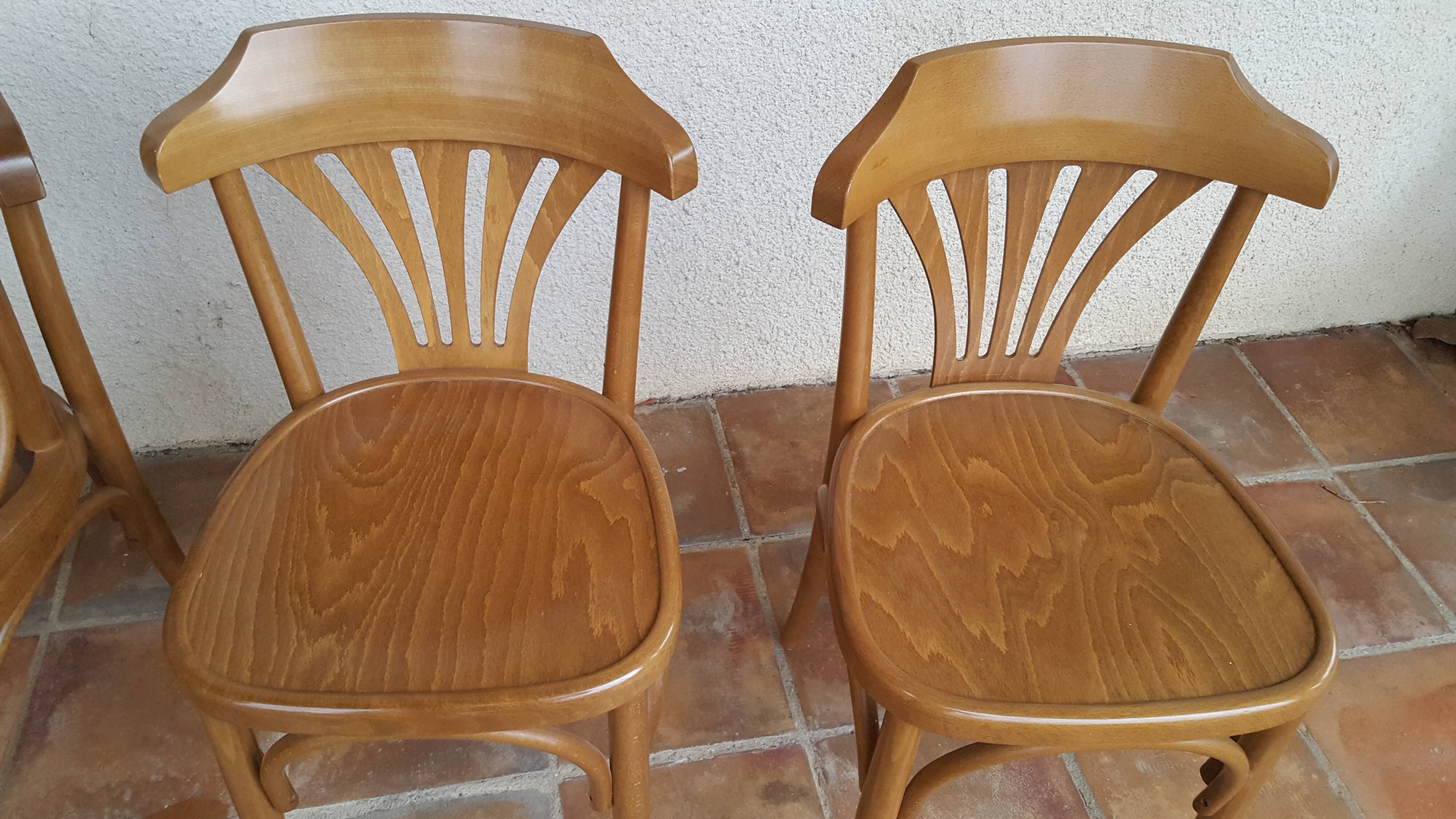 6 wooden bistro chairs