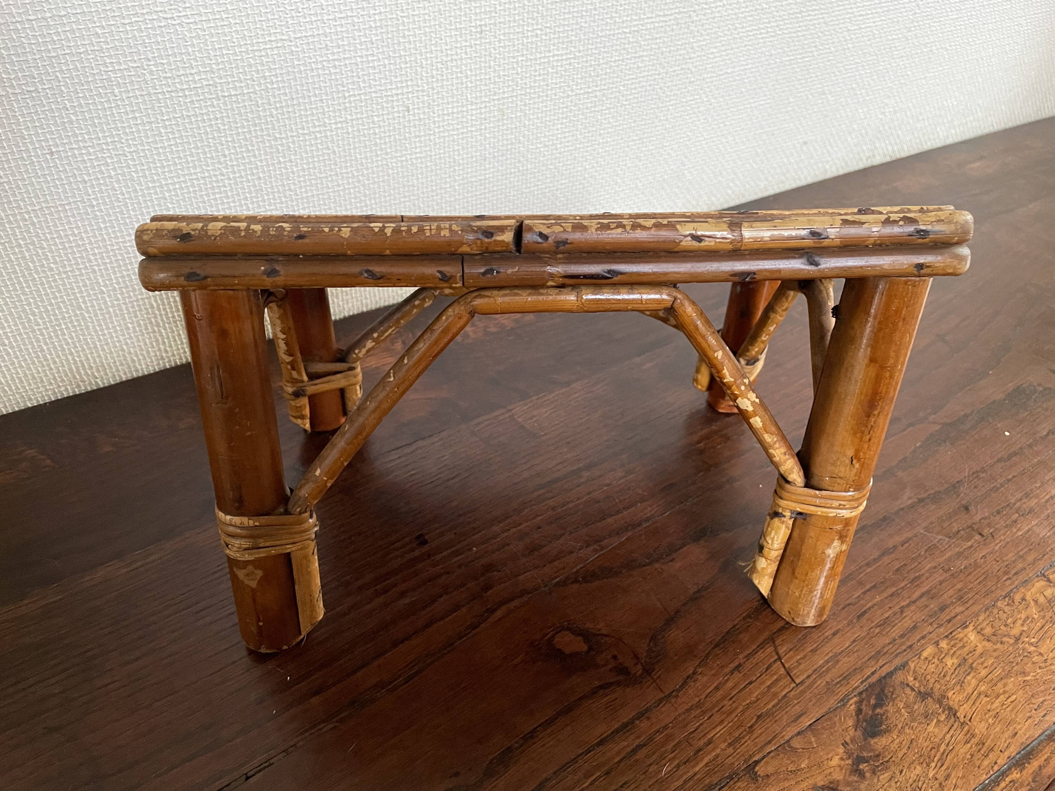 Rattan and cane footrest from the 1950s