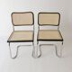 pair of Cesca chairs by Marcel Breuer 1960s 1970s in vintage cane