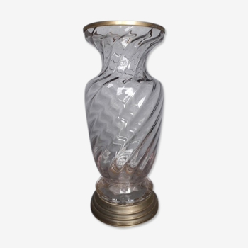 Vase verre et metal argenté d'époque, années 40/50