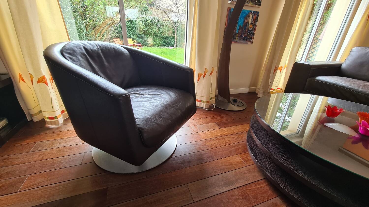 Natuzzi 3-seater sofa in full grain brown leather