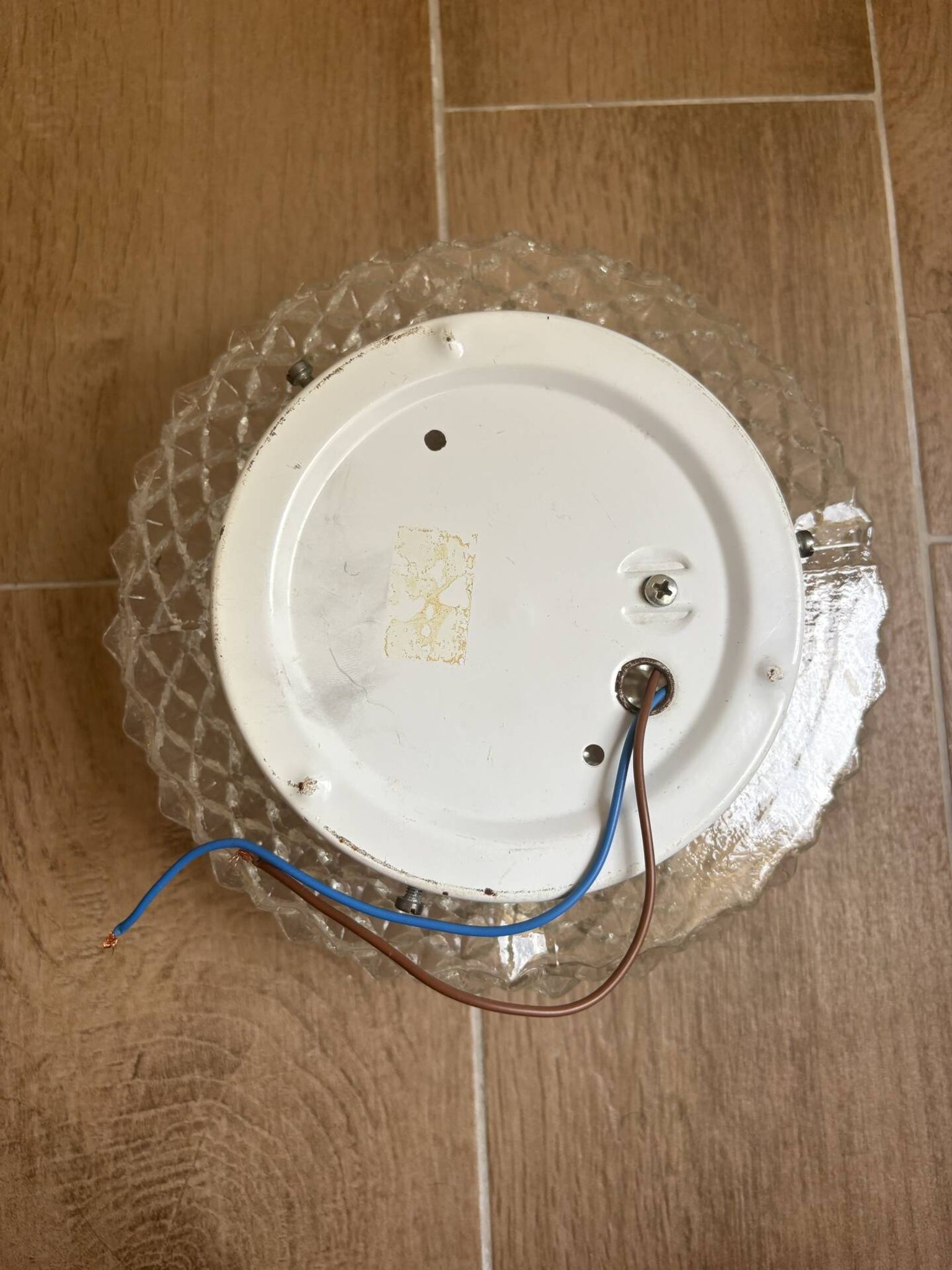 Ceiling light or wall light in moulded glass with diamond point - mid 20th century