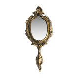 19th-style louis XV gilded bronze beveled hand mirror