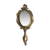 Miroir à main en bronze doré 19ème style Louis XV