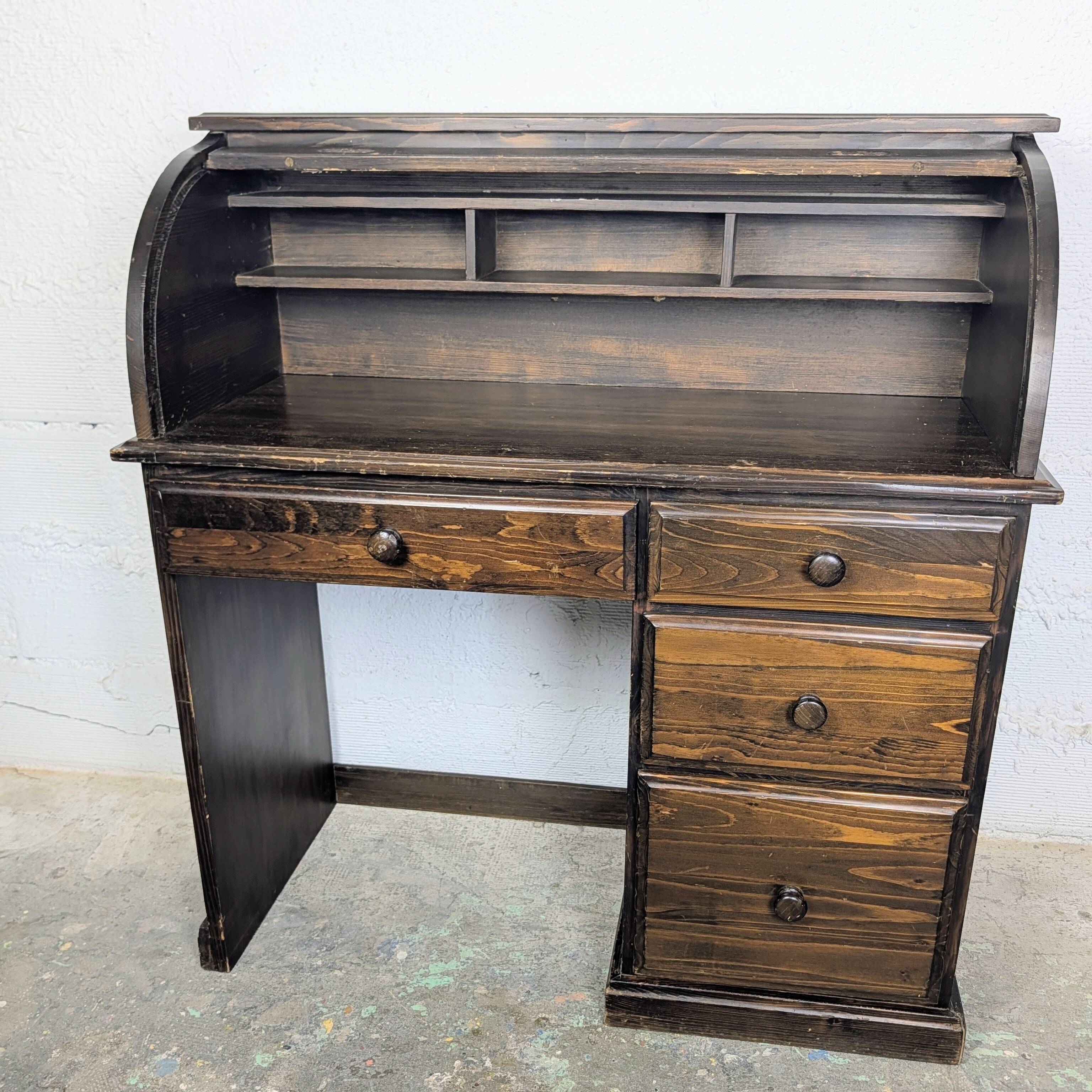 Bureau à cylindre en bois vintage