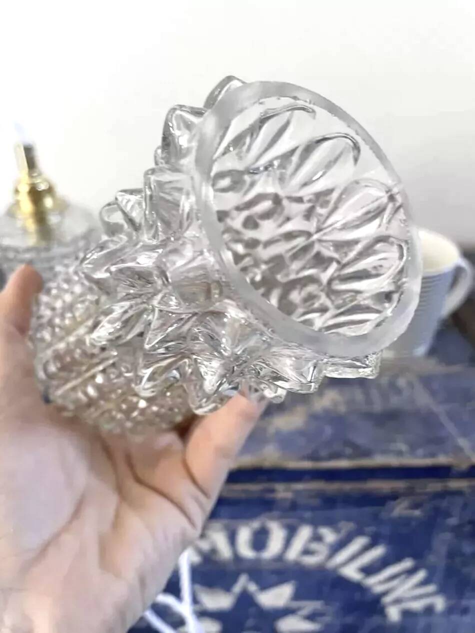 Vintage chiseled glass portable lamps