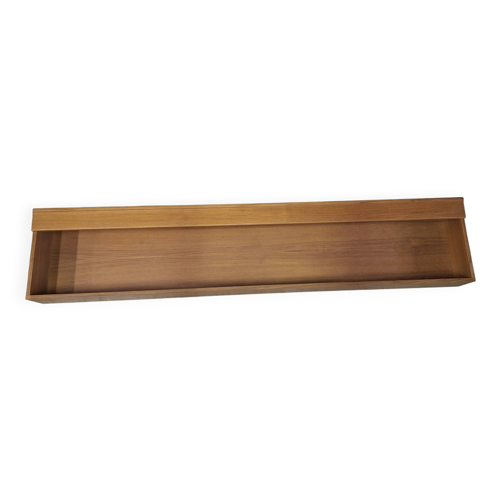 Extra long floating teak wall shelf / sideboard with lights, Denmark 1960s