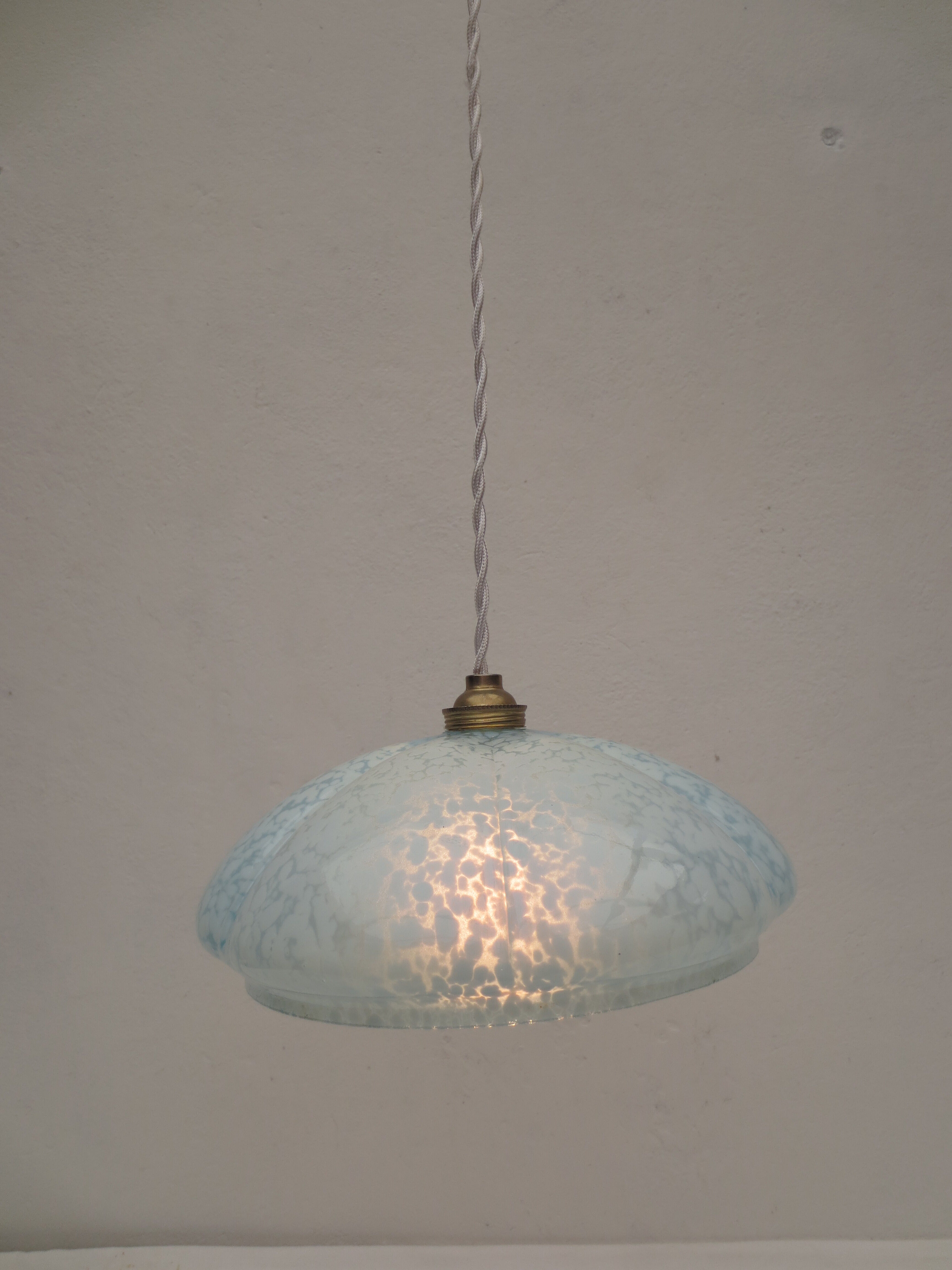 Old opaline suspension, blue clichy