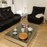 Orchidée leather armchair by Michel Cadestin for Airborne, France 1970's