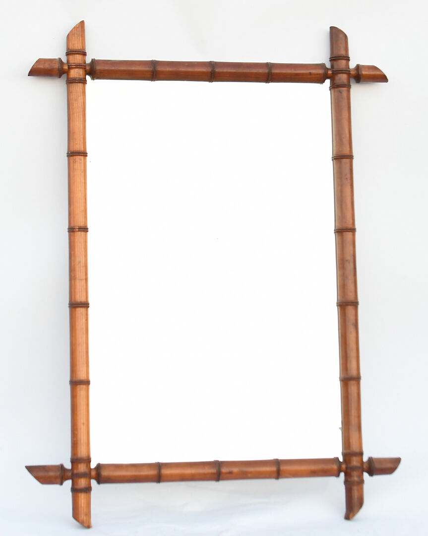 Wooden mirror imitation bamboo 91x66 cm