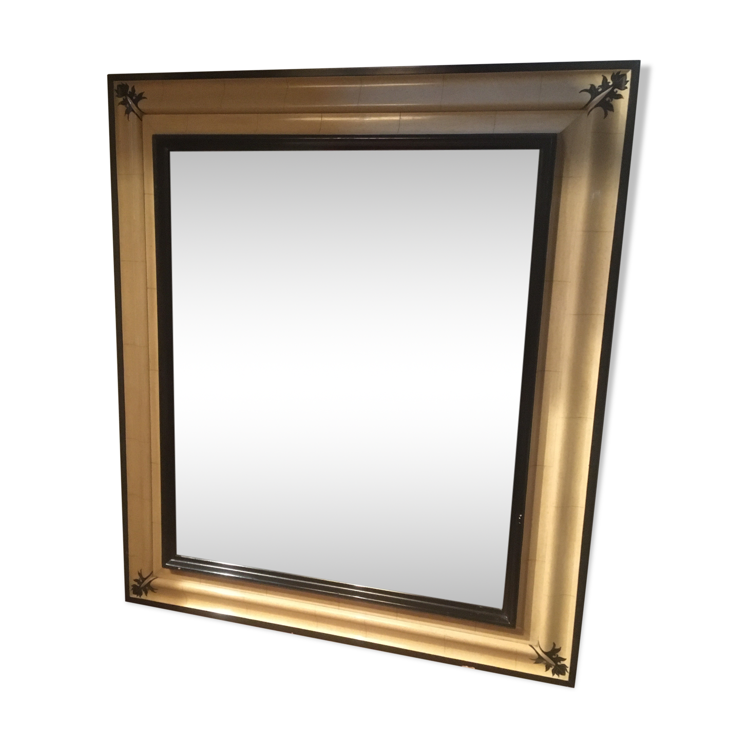 Black and off-white mirror 79x69cm