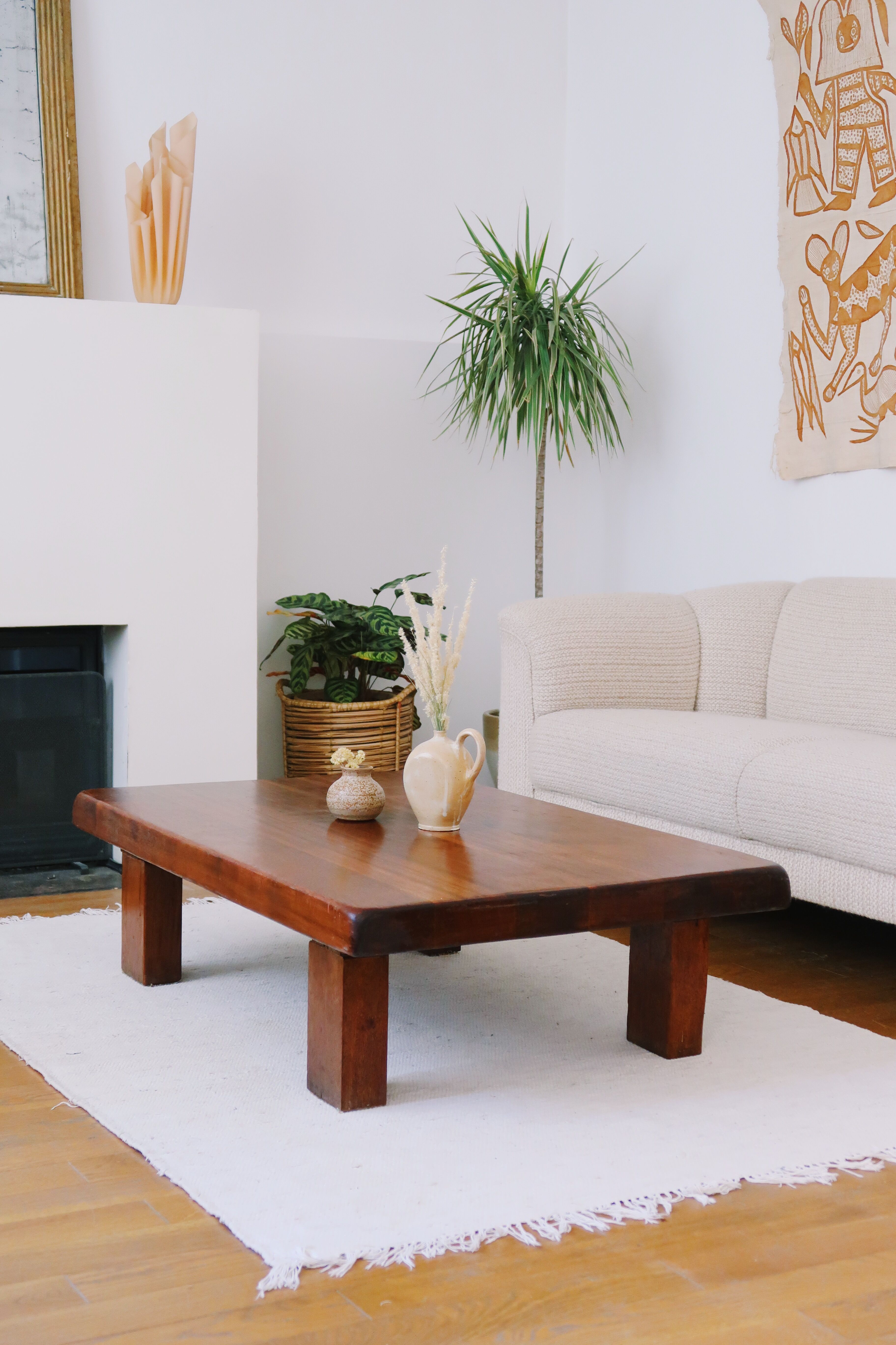 Brutalist coffee table in solid oak