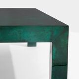 Table basse en parchemin teinté vert forêt par Aldo Tura années 60
