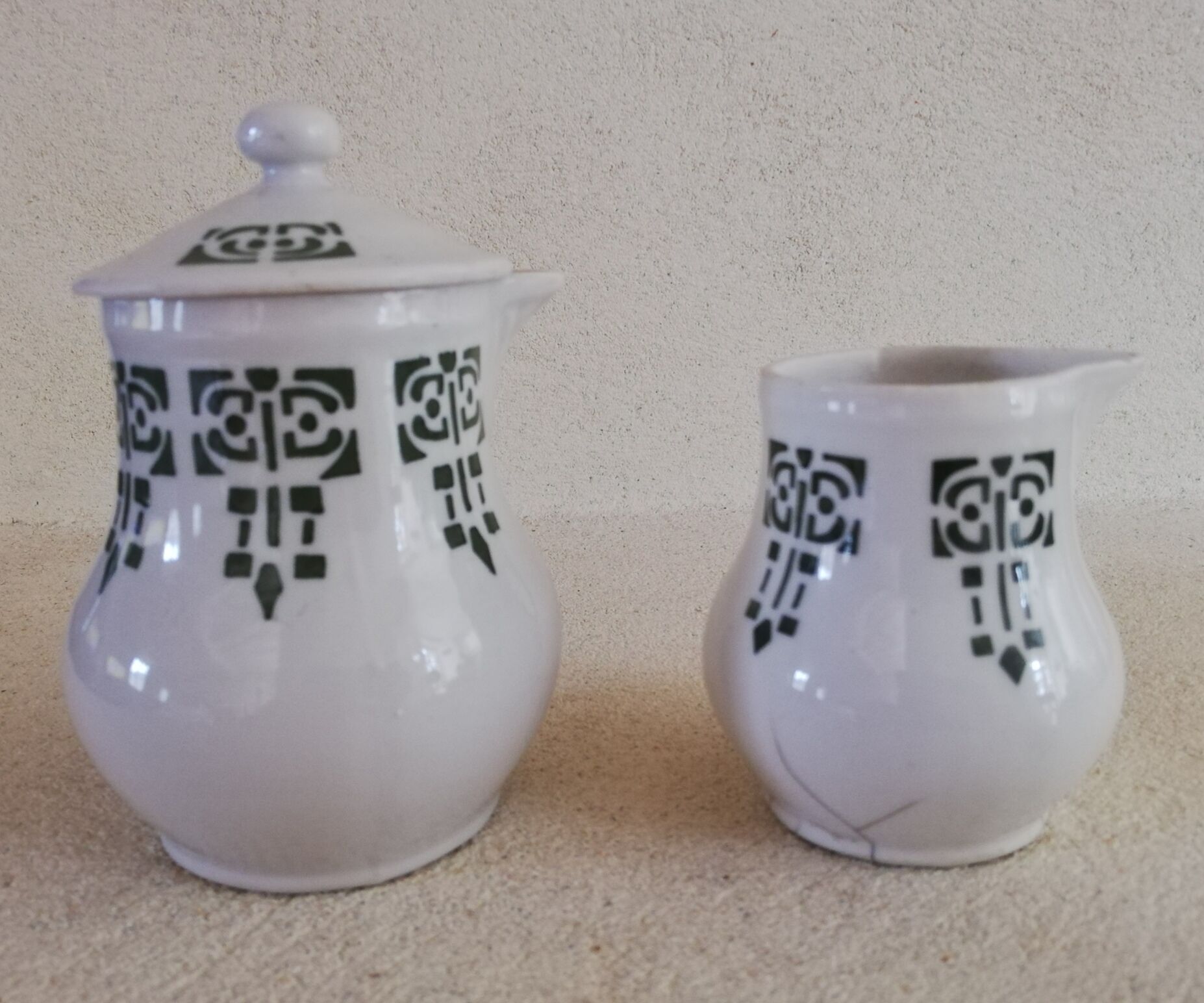 Art Nouveau milk jug and creamer