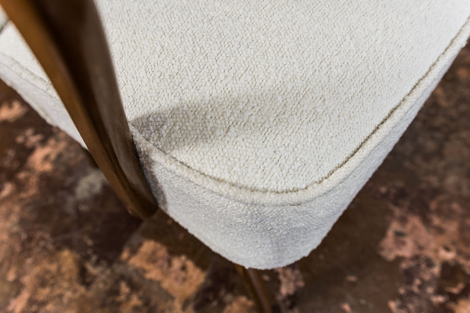 Pair of white cream boucle cocktail chairs, 1950s