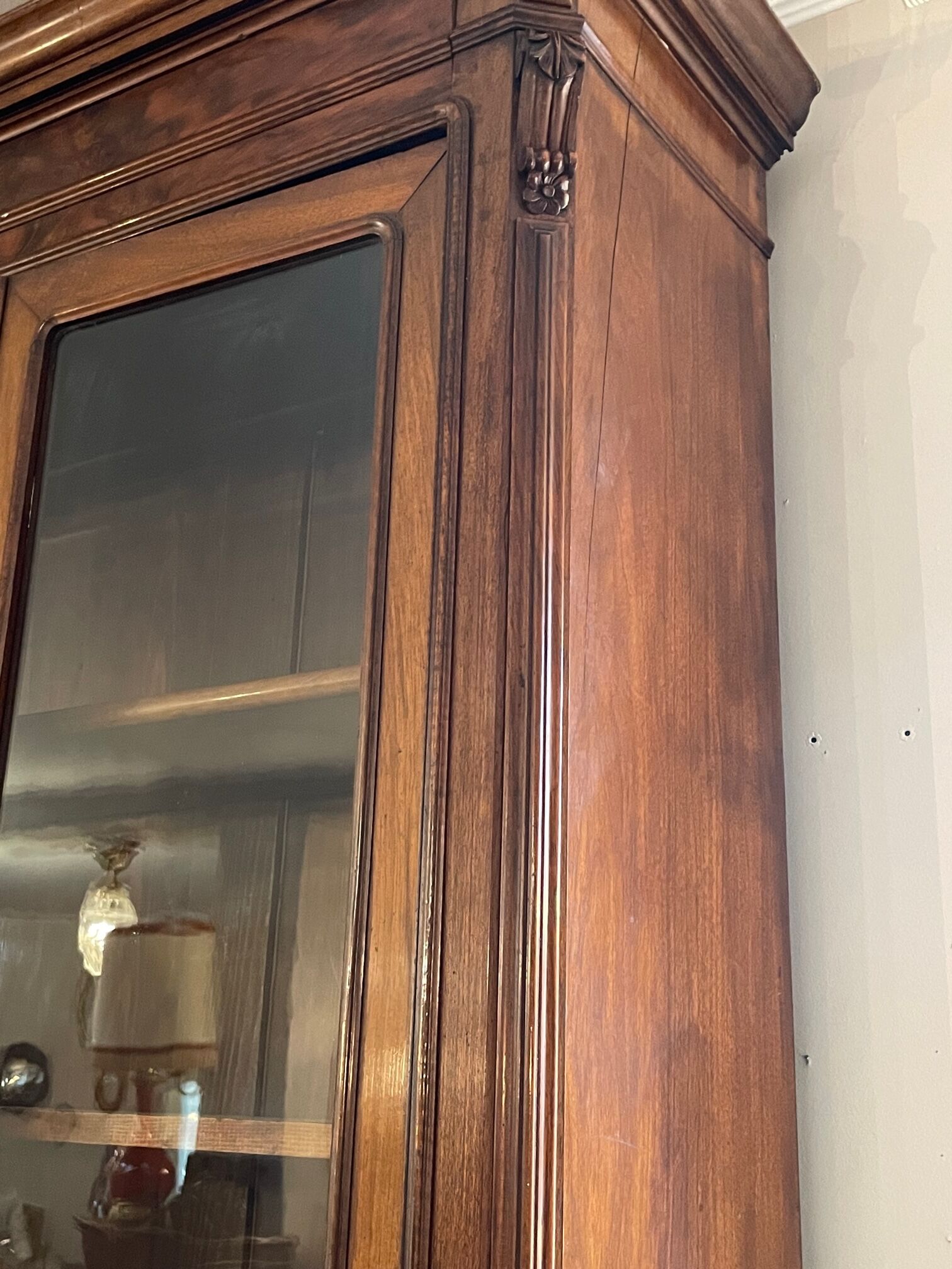 1900 walnut display case