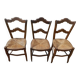 Lot of 3 old wooden chairs with straw seats