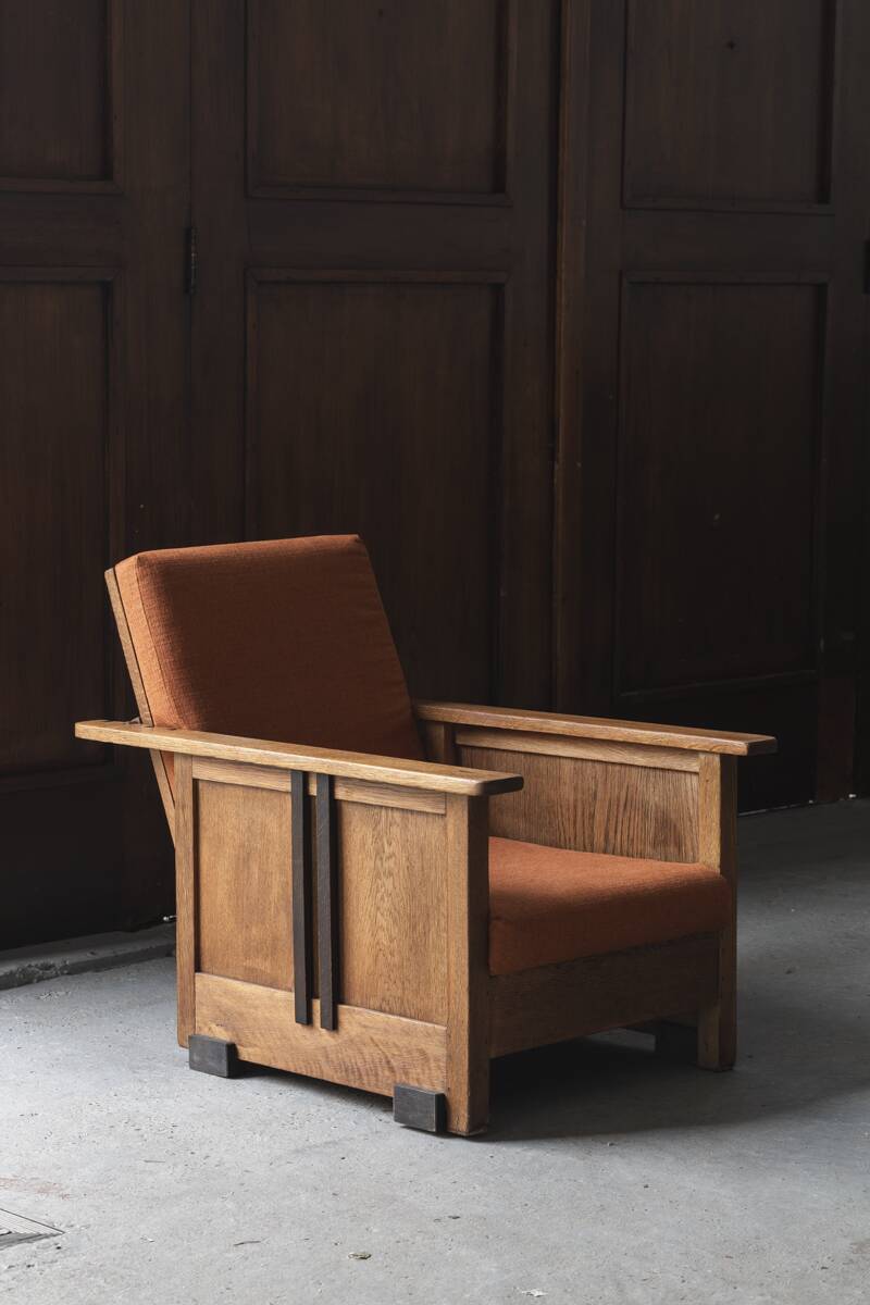 Reclining easy chair, Amsterdamse school, Dutch design, 1930s
