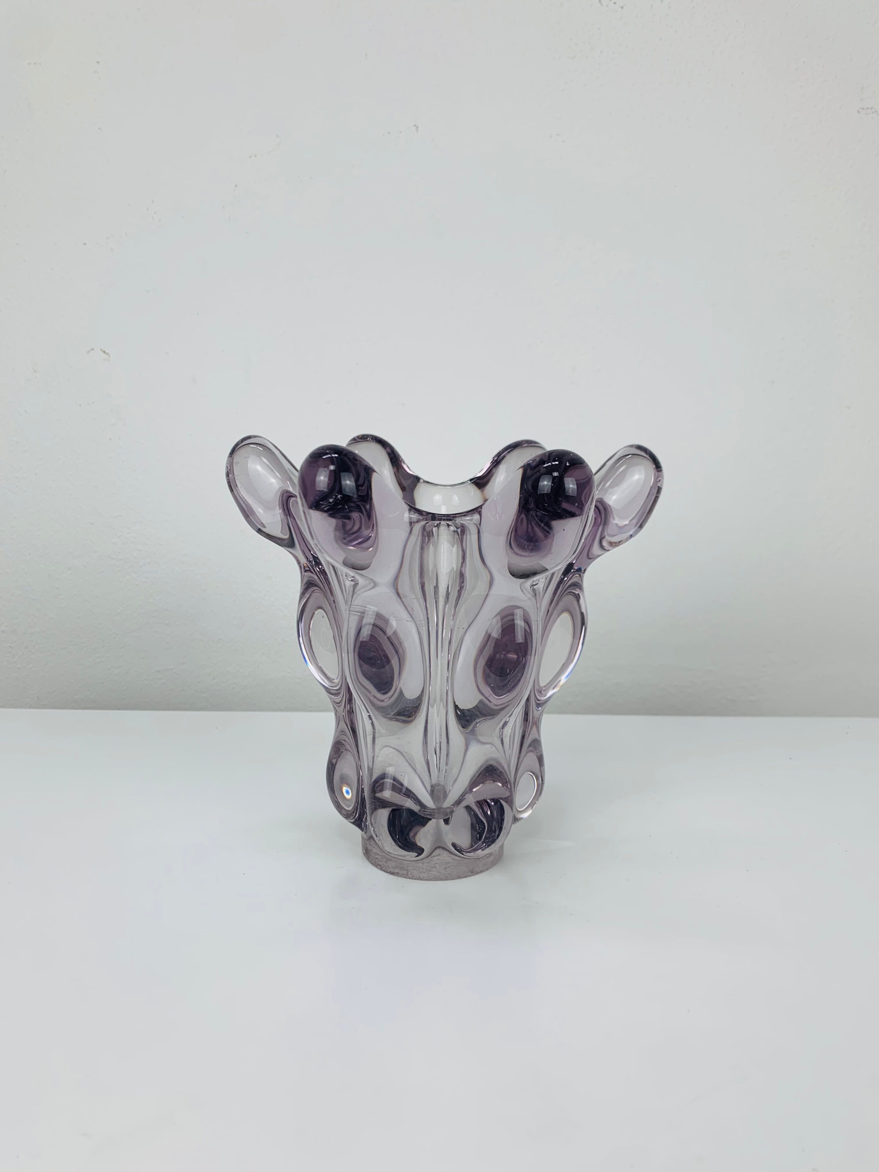 Giraffe vase in Art Vannes crystal, 1950, vintage
