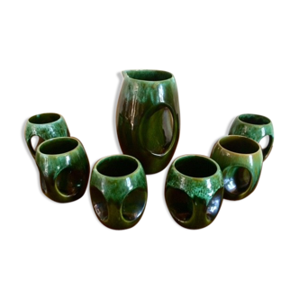 Ceramic cups and pitcher from Vallauris 70s