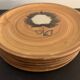 5 plates flat sunflower, Poterie de la Colombe, Vallauris style, 1970