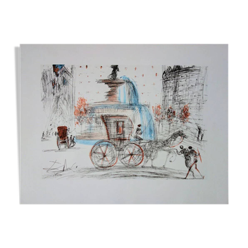 Salvador Dali : New York City, Plaza - Lithographie signée