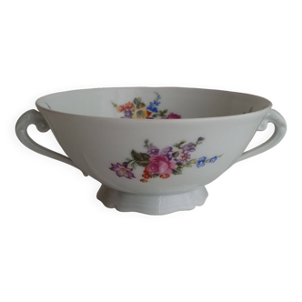 Limoges porcelain cup with two handles. Old broth bowl
