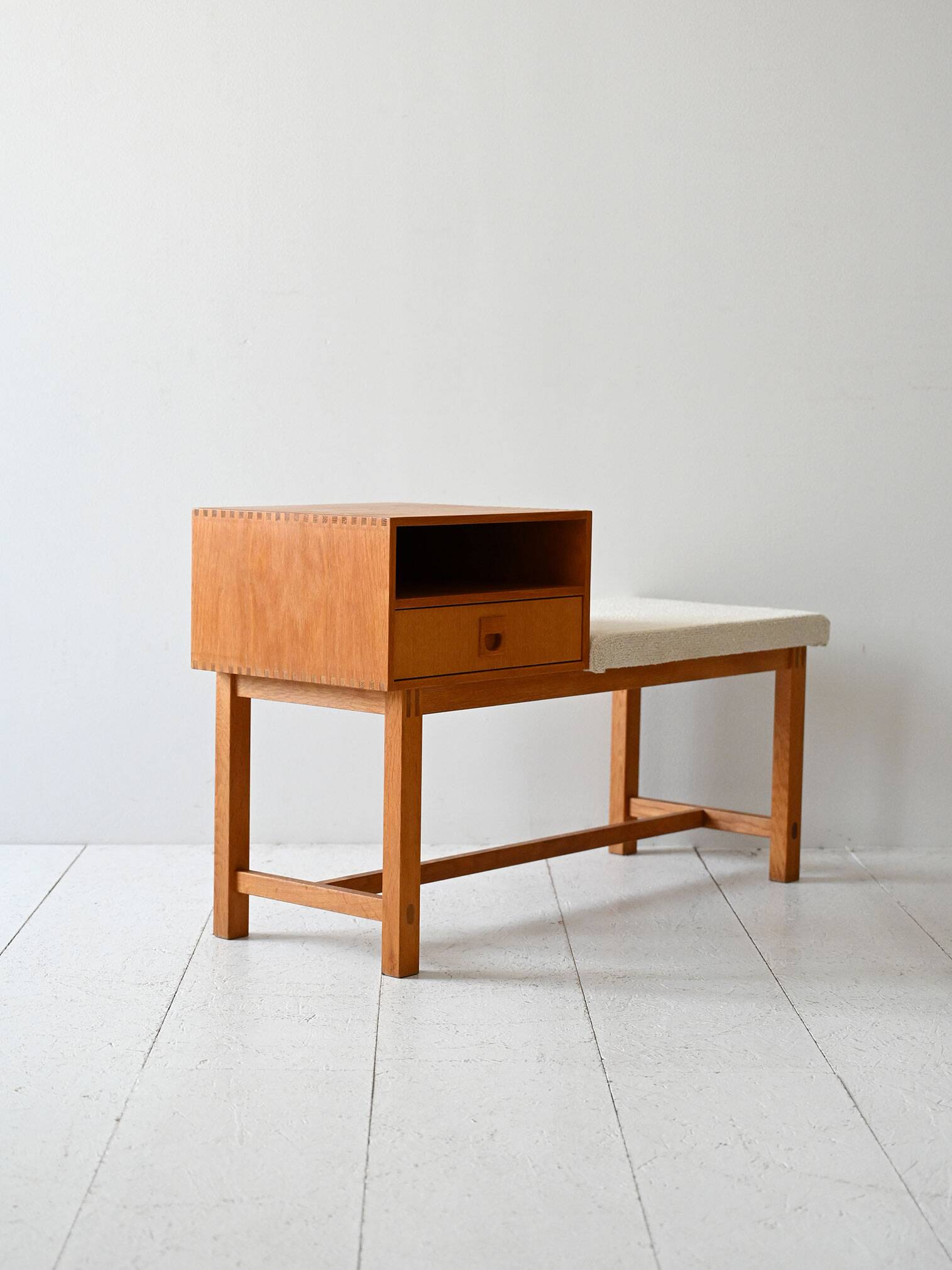 Vintage Scandinavian Gossip Chair with Drawer