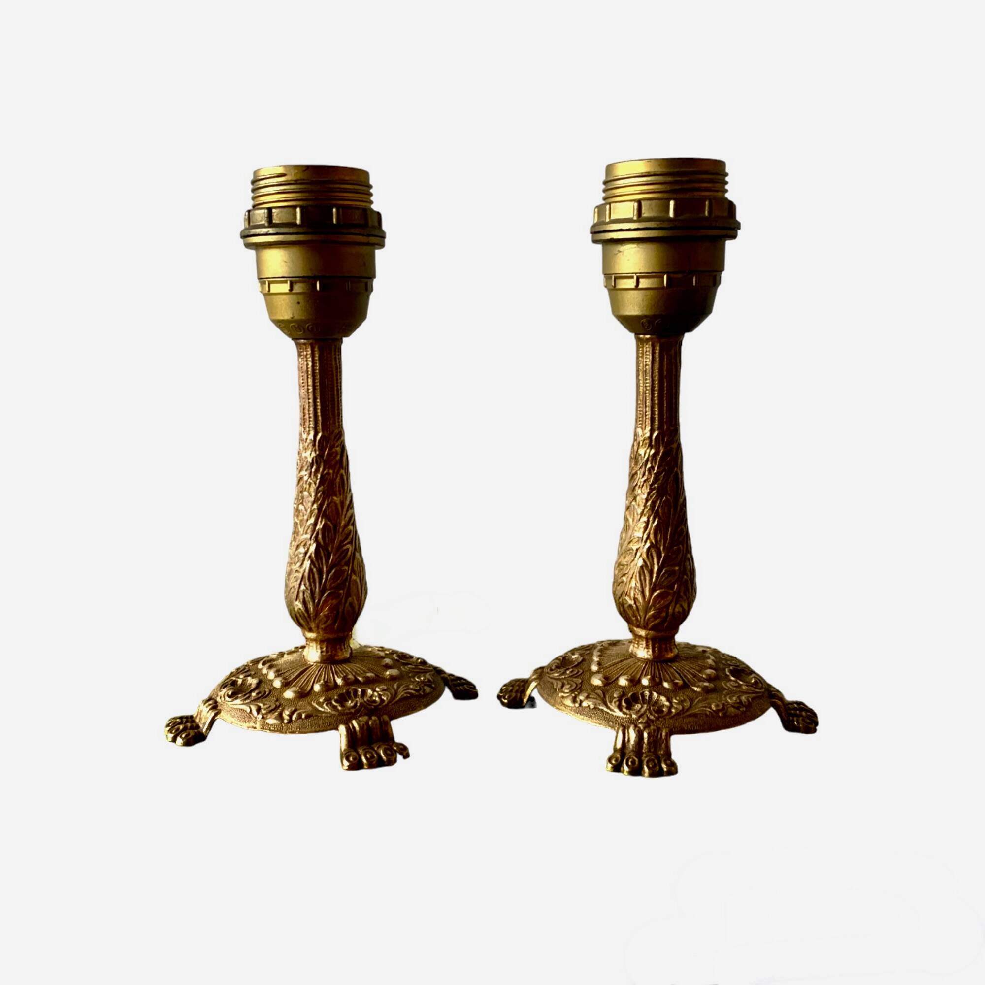 Pair of brass lamp bases - mid-century.