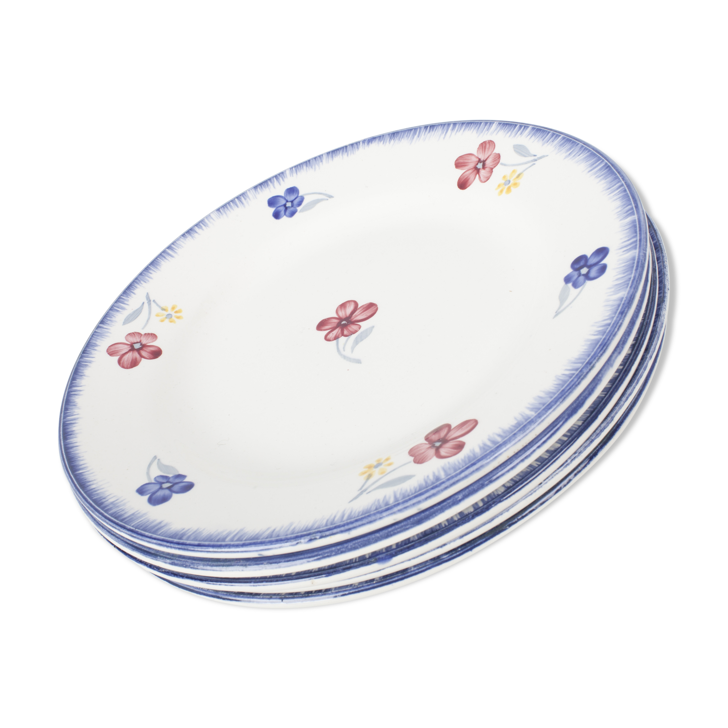 Set of 5 plates flat Mary - Lou Digoin Sarreguemines 1922/1965