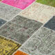 Hand-knotted oriental overdyed 206 cm x 299 cm multicolor patchwork rug
