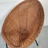 Vintage wicker and metal basket armchair, 60s/70s