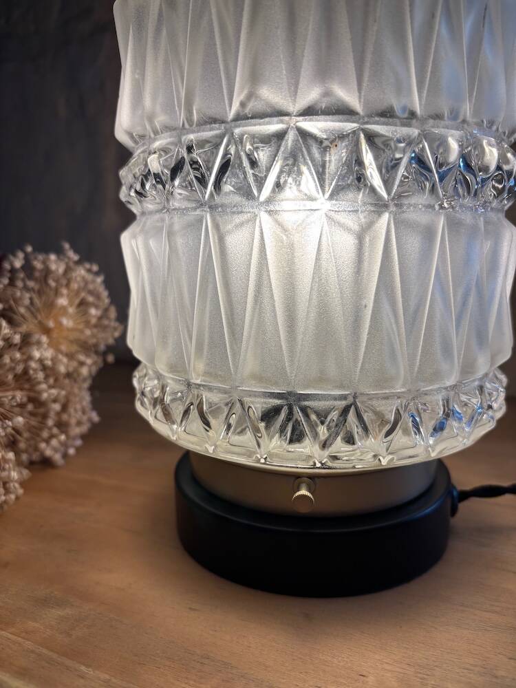 Vintage pressed glass column table lamp